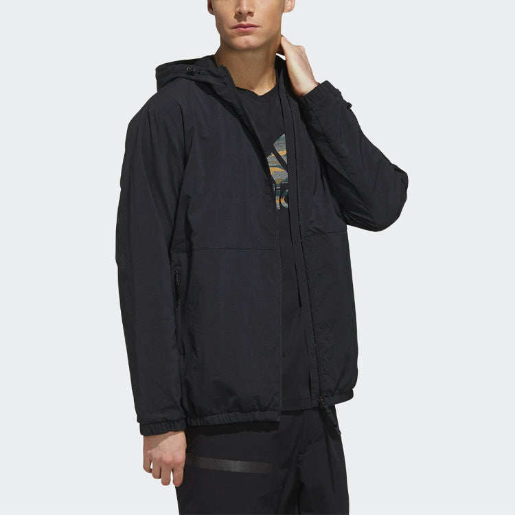 adidas O1 Wb Adapt Solid Color Outdoor Reflective Sports Hooded Jacket Black EH3748