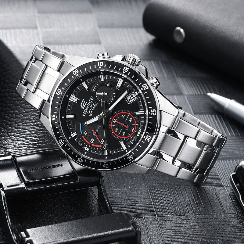 CASIO EDIFICE Waterproof Stainless Steel Strap Mens Red Analog EFV-540D-1AVUPR