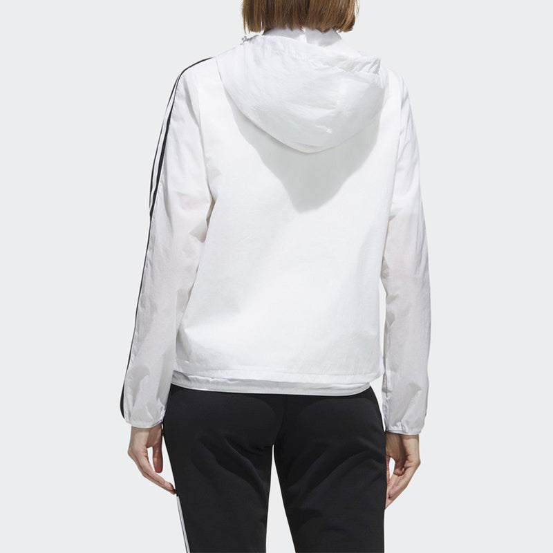 (WMNS) adidas Three Stripes Printing Hooded Jacket 'White Black' FM9257