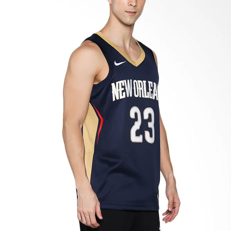 Nike Anthony Davis Icon Edition Swingman Jersey SW 'Dark Blue Gold' 864493-419