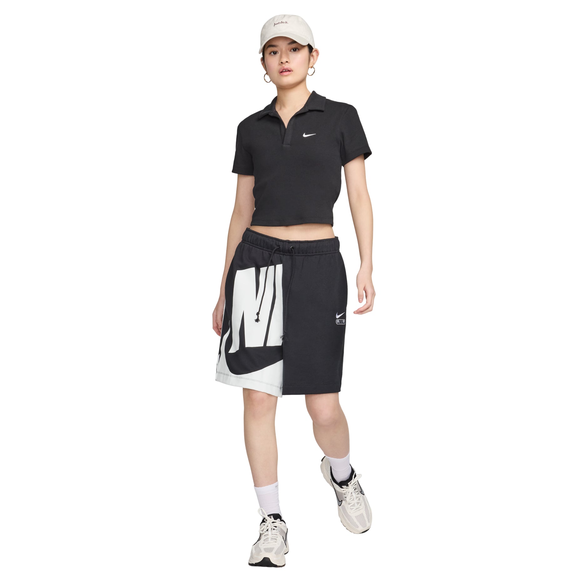 (WMNS) Nike Sportswear Essential Polo Shirt Asia Sizing 'Black White' DV7885-010