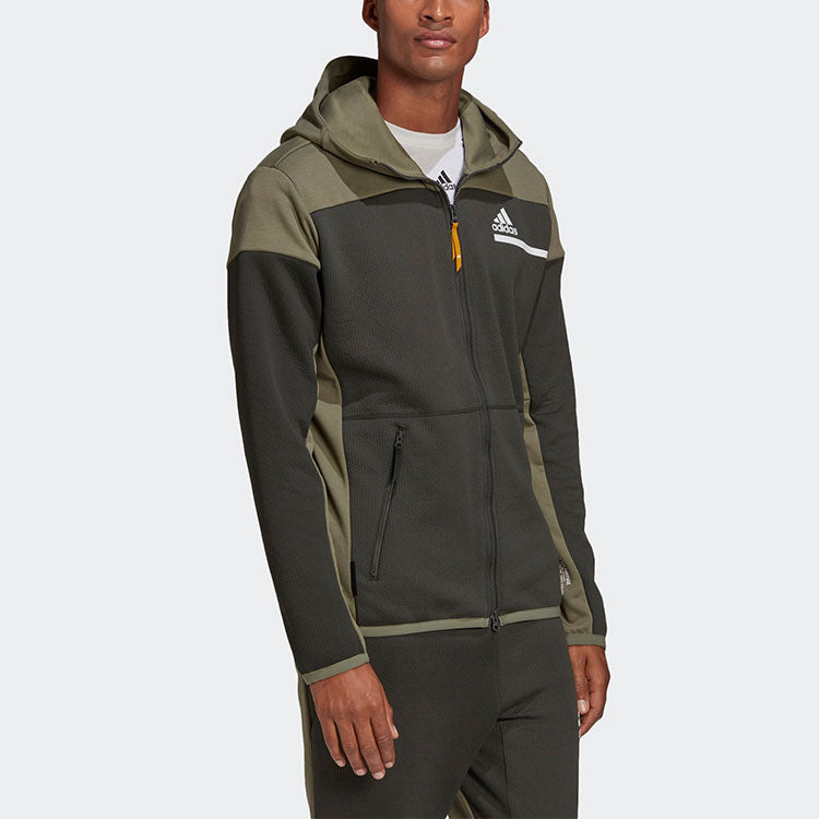adidas Z.n.e. Aeroready Colorblock Sports Cozy Hooded Jacket Green FT0532