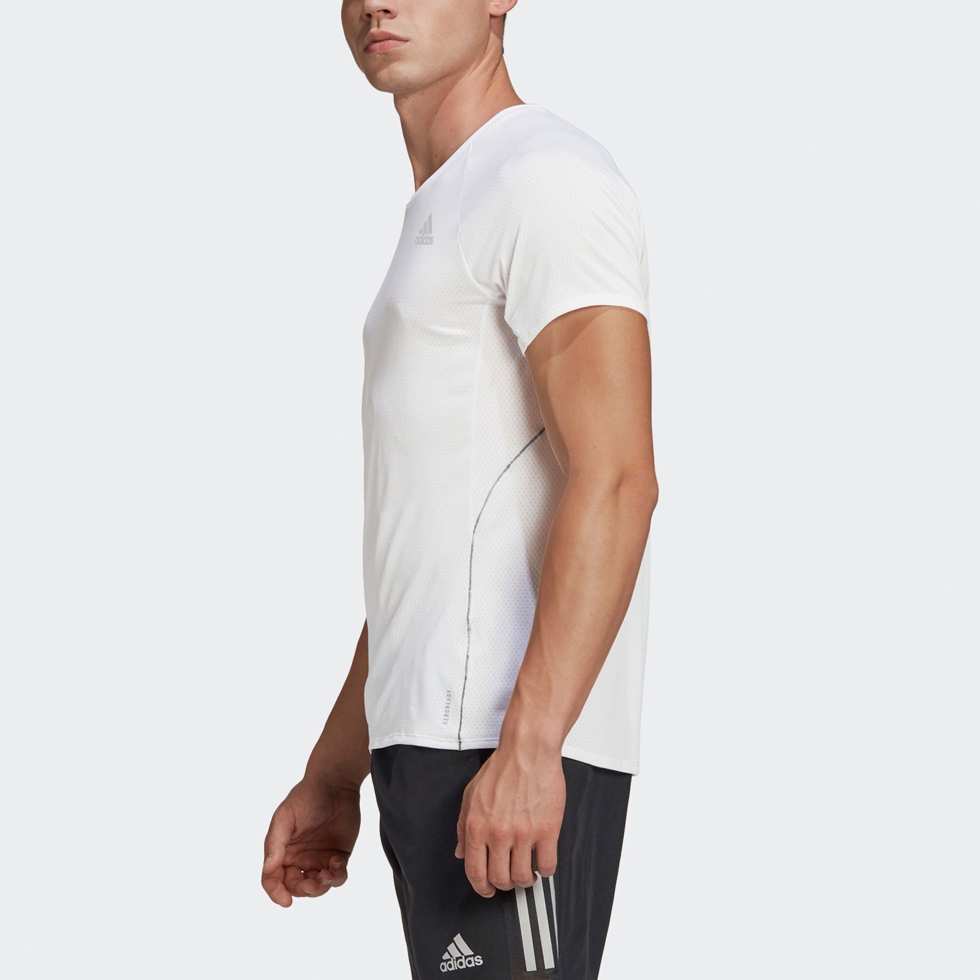 adidas Adi Runner Tee Reflective Running Sports Short Sleeve White GQ1346