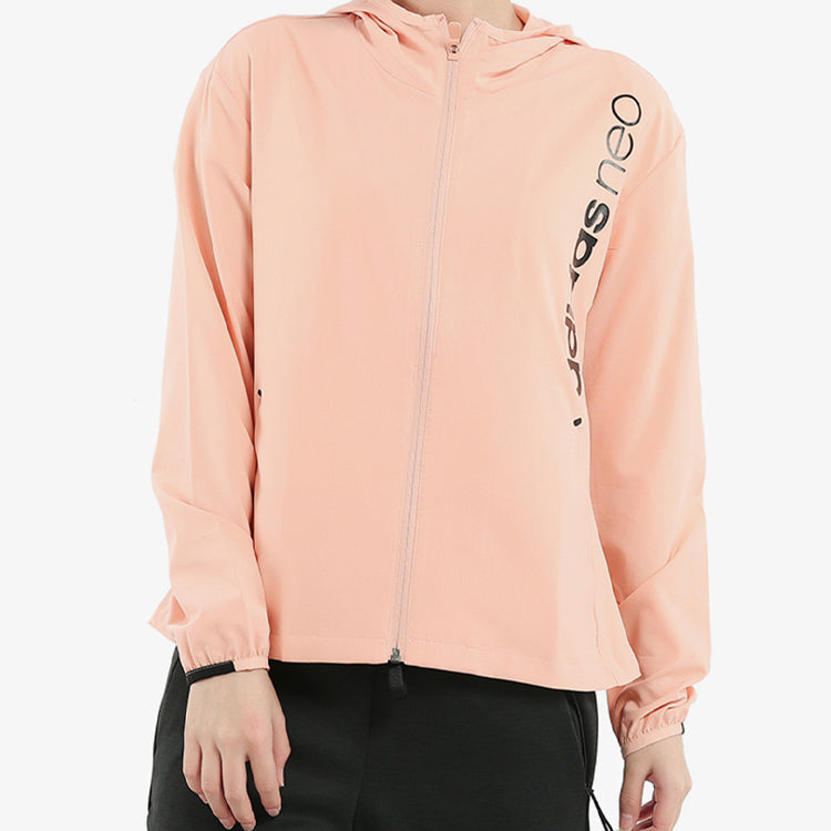 (WMNS) adidas neo Alphabet Printing Sports Hooded Jacket Gray Pink FL4426
