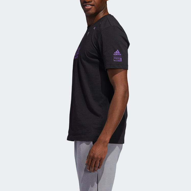 Men's adidas Printing Round Neck Pullover Short Sleeve Black T-Shirt FM2811