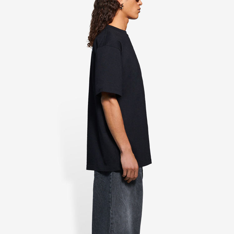 Balenciaga Unisex SS21 Corporate Printing Round-neck Short Sleeve Black 612966TKV861070