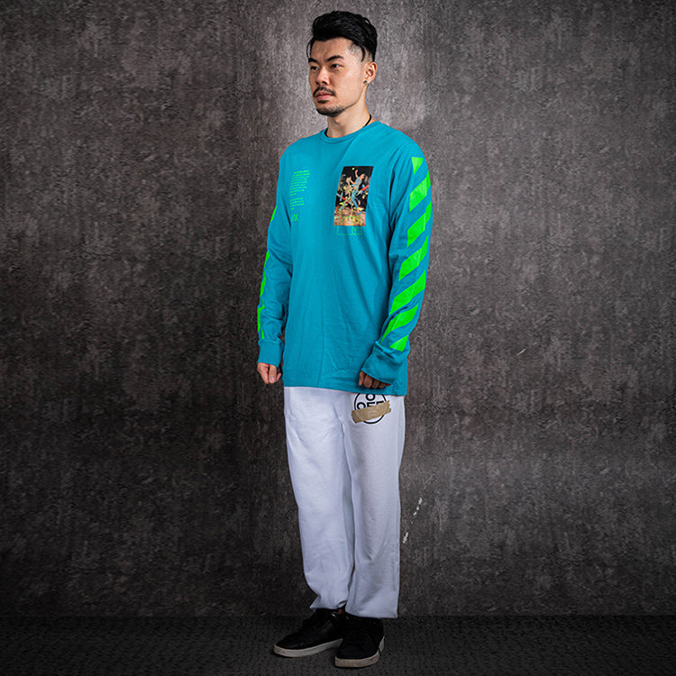 Off-White Printing Round Neck Long Sleeves Version Sky Blue OMAB001R201850143988