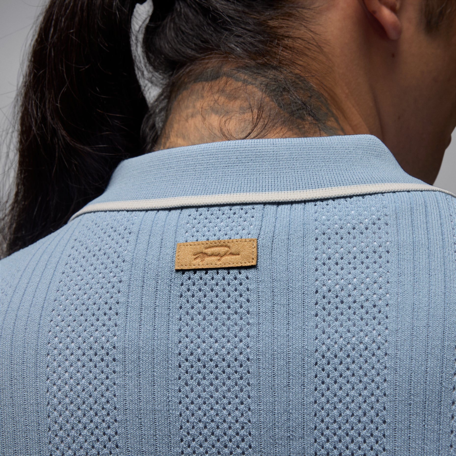 Air Jordan Sport Knit Button-Down Golf Top shirt 'Light Armory Blue' HV1157-440