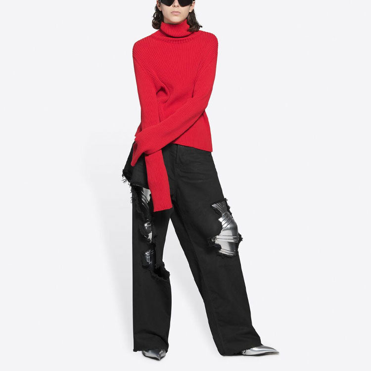 Balenciaga Ribbed Printed FREE Turtleneck Sweater 'Red' 662722T32106167