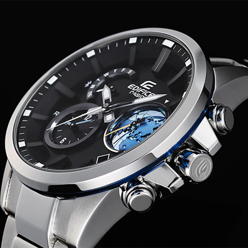 CASIO EDIFICE Waterproof Sports Solar Powered Stainless Steel Strap Mens Black Analog EQB-600D-1A2