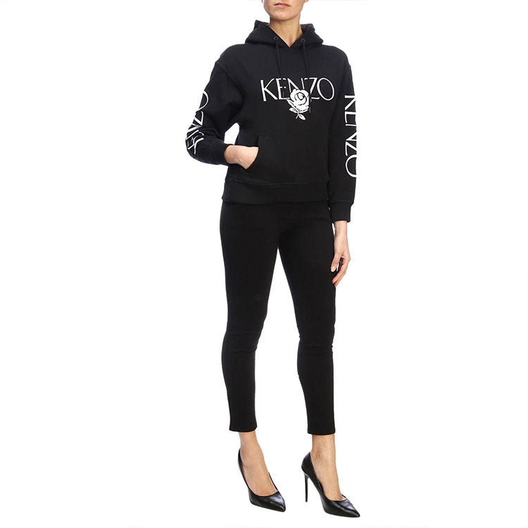 (WMNS) KENZO Rose Alphabet Logo Hoodie Black F952SW780952-99