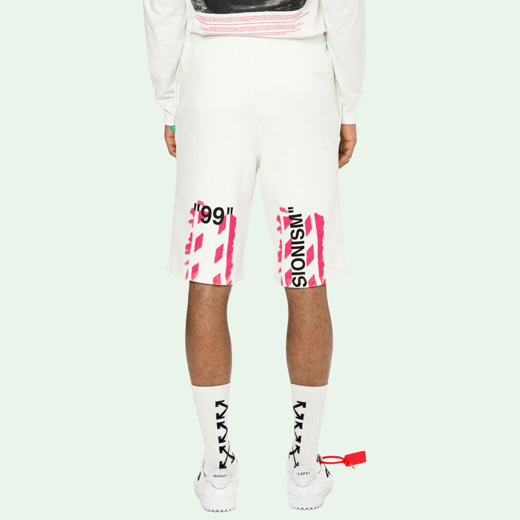 Off-White c/o virgil abloh For Men's White Diag Stencil Sweatshorts White/Pink OMCI006R190030150228