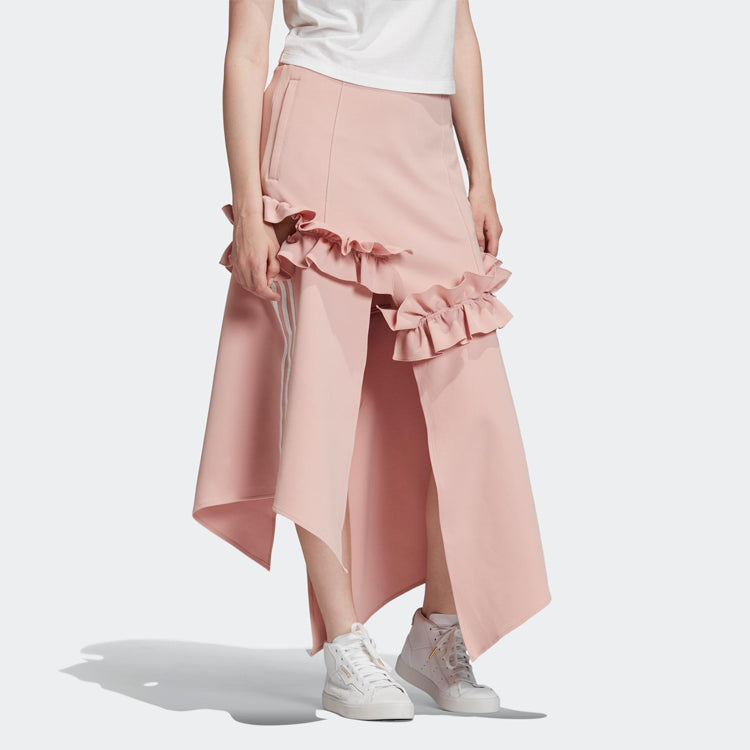 (WMNS) adidas Originals x J KOO 3 Stripe Trefoil Ruffle Skirt 'Maroon Pink' FT9902