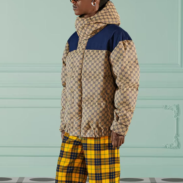 Gucci GG Canvas Goose Down Jacket 'Beige Navy' 715535-Z8A52-9120