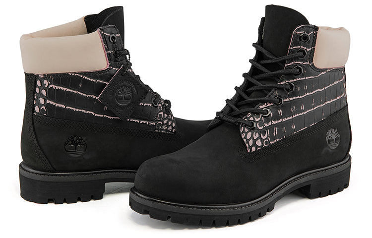 Timberland Premium Waterproof Wide Fit Boot 'Black Nubuck with Pink' A2JCKW