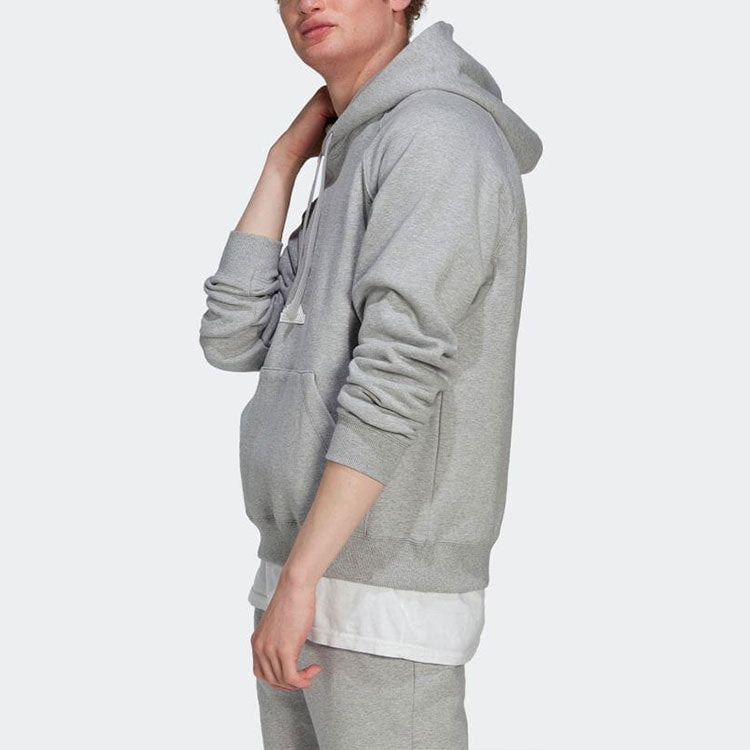 Men's adidas Solid Color Logo Hooded Loose Long Sleeves Gray HN1950