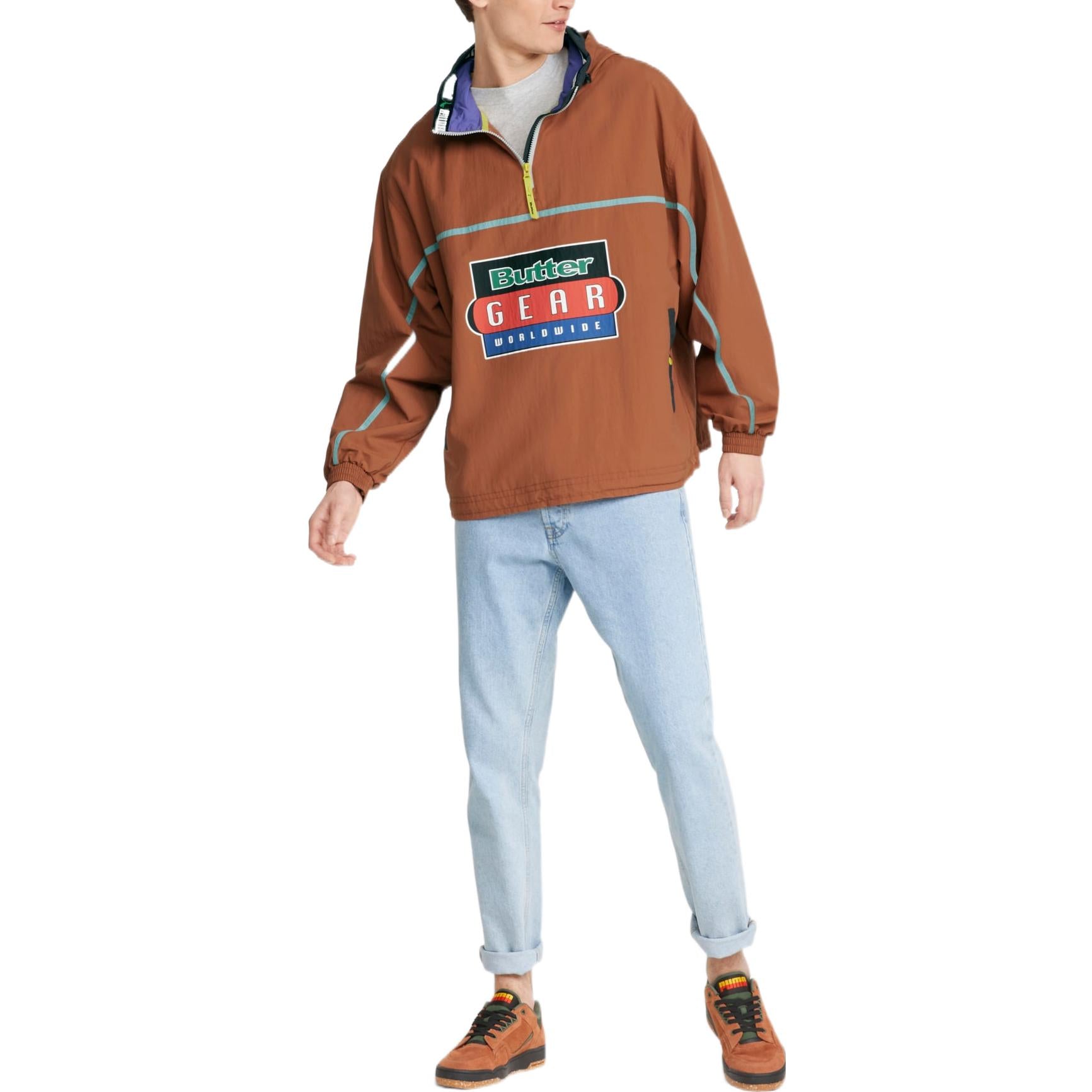 PUMA X Butter Goods Lightweight Pop Over Top Half Zip Hoodie 'Brown' 534055-87