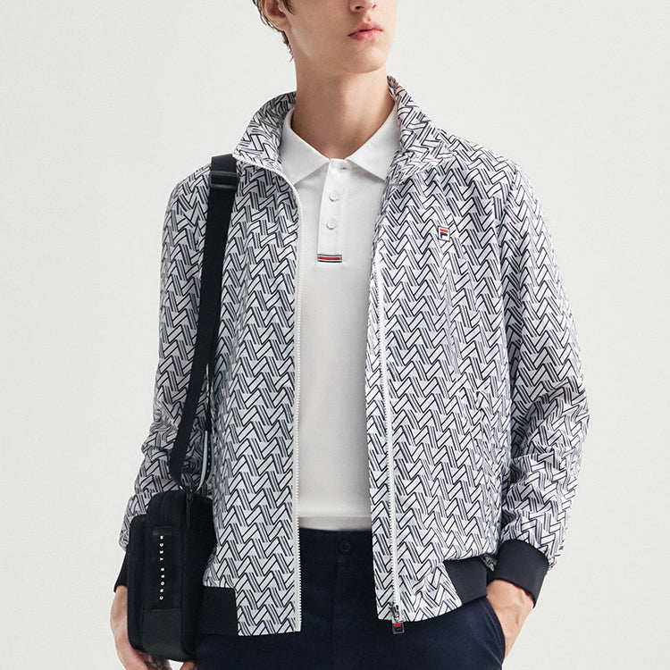 FILA Full Print Geometry Printing Sports Jacket White F11M031704F-WT