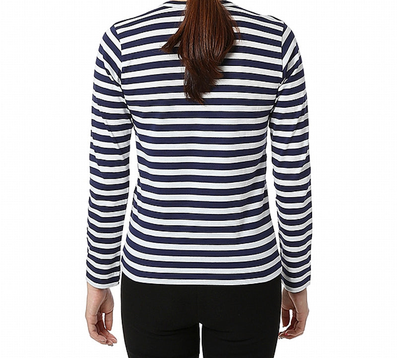 (WMNS) COMME des GARCONS PLAY Striped Double Hearts Logo Long Sleeves Tee 'Navy White' AZ-T227-051-1
