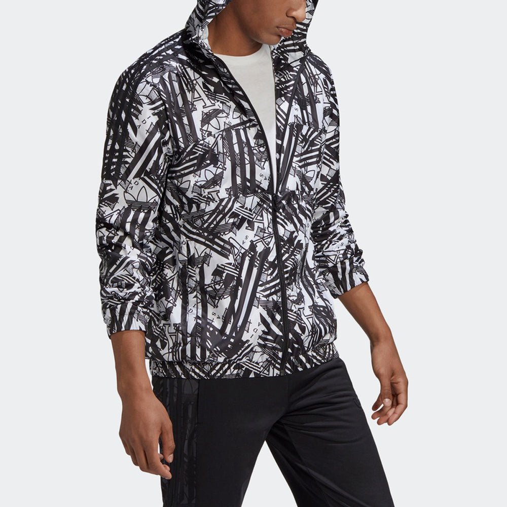 adidas originals Sprt Windbreakr Logo Full Print Sports Hooded Jacket For Men Floral GJ6772