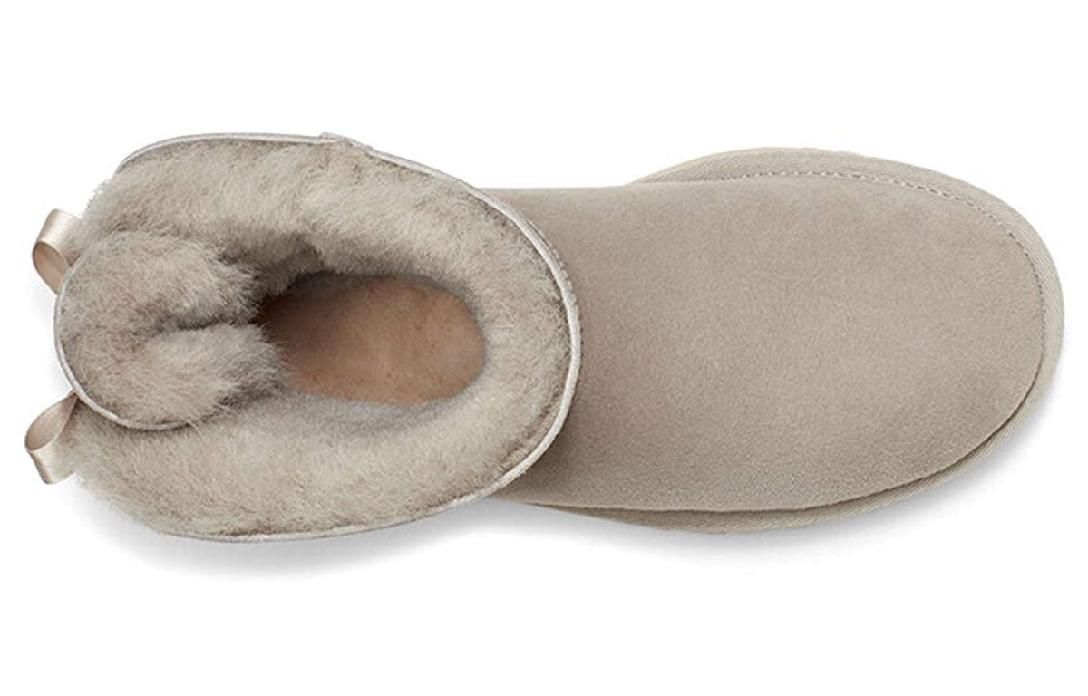 (WMNS) UGG Mini Bailey Bow II Fleece Lined light grey 1016501-GOA