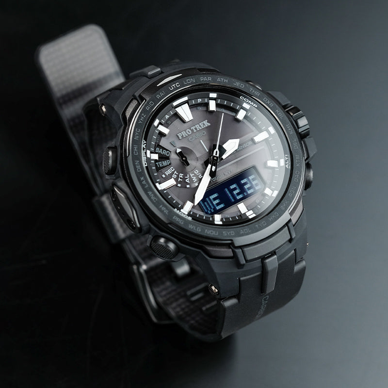 CASIO Waterproof Sports Shockproof Solar Powered Mens Black Analog PRW-6100Y-1BPR