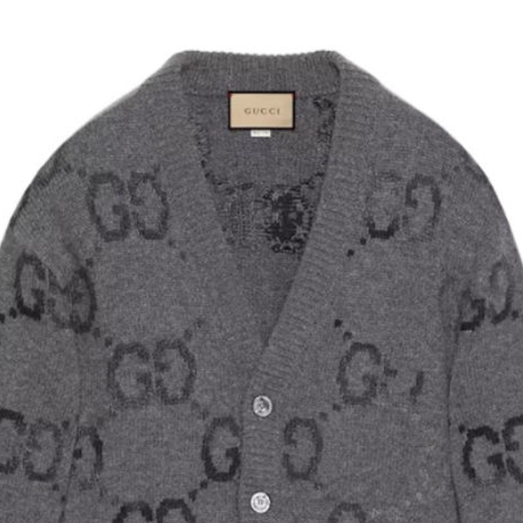 Gucci Wool Cardigan With GG Intarsia 'Grey' 770507-XKDSJ-1128