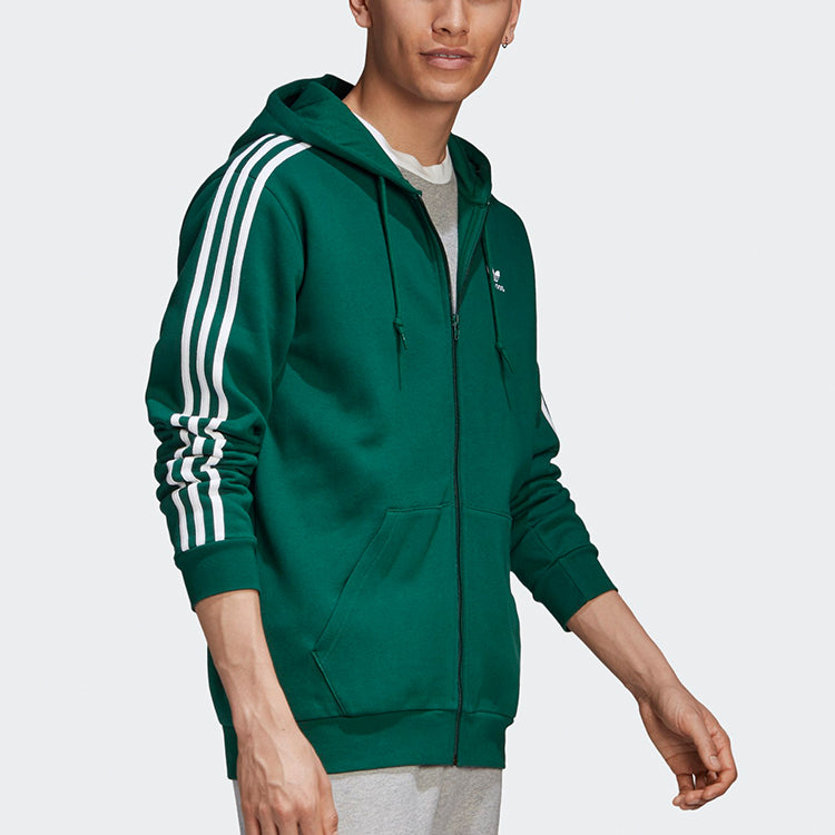 adidas originals Cardigan Fleece Lined hooded Casual Sports Jacket Green GD9946