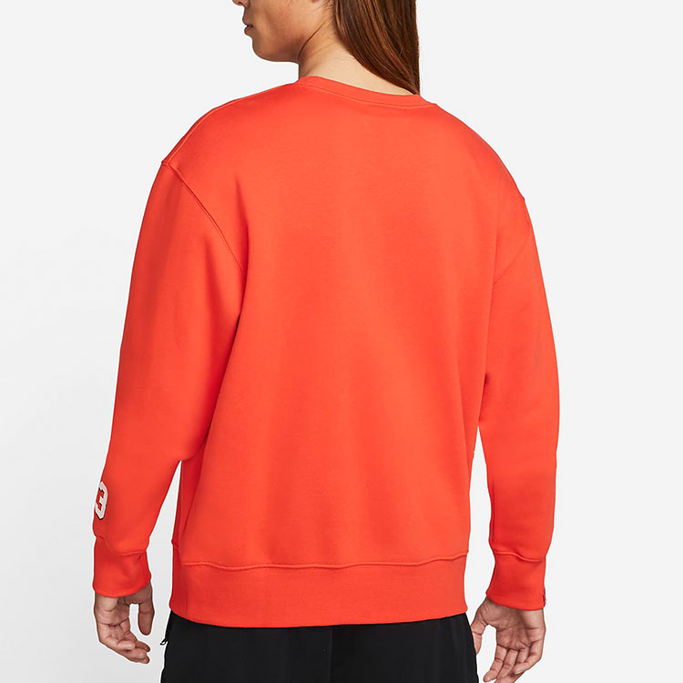 Men's Air Jordan Logo Alphabet Printing Fleece Lined Round Neck Pullover Red DO9153-673