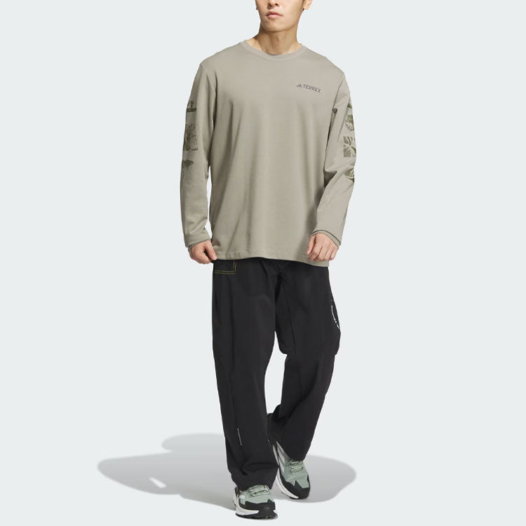 adidas x National Geographic Aeroready Graphic Long Sleeve Tee Asia Sizing 'Silver Pebble' IS9509