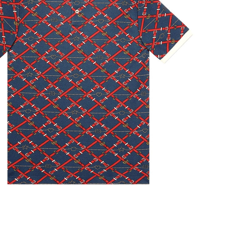 Gucci Belt Check Polo Shirt 'Blue Red' 587461-XJBPI-4062