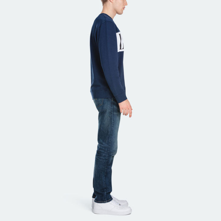 Men's Levis Casual Alphabet Logo Printing Round Neck Navy Blue 85648-0000