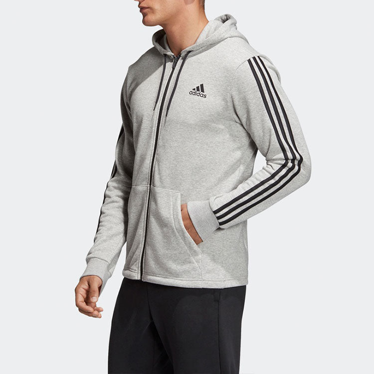 adidas Basic Side Sleeve Stripe Hooded Jacket Gray DQ1454