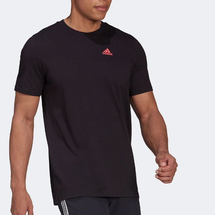 adidas Solid Color Logo Round Neck Short Sleeve Unisex Black HA0976
