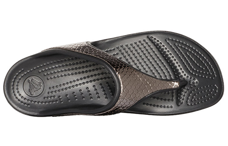 (WMNS) Crocs Thick Sole Black Copper Flip-Flops 205604-0FG