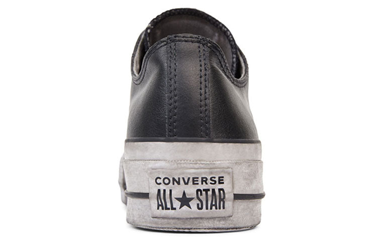 (WMNS) Converse Chuck Taylor All Star Leather Smoke Platform Low Top Retro Black White 562910C