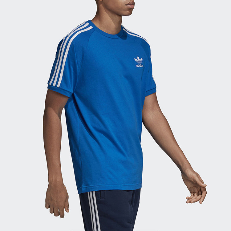 adidas originals Sports Round Neck Retro Short Sleeve Blue DH5805