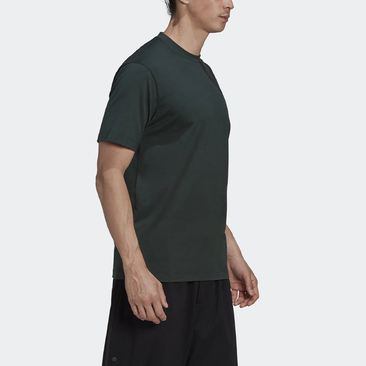 Men's Y-3 Solid Color Casual Short Sleeve Dark Green T-Shirt GK4503