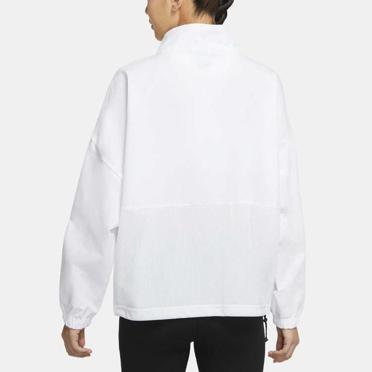 (WMNS) Nike Large Woven Stand Collar Training Sports White Jacket DA0498-100