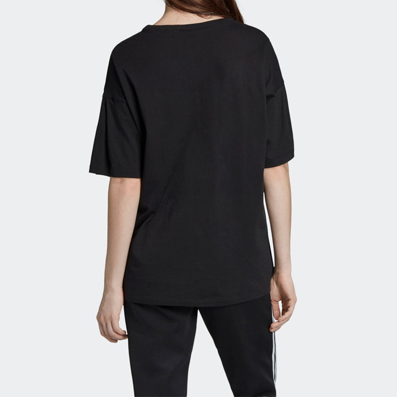 (WMNS) adidas originals logo T-shirt 'Black White' EC1884