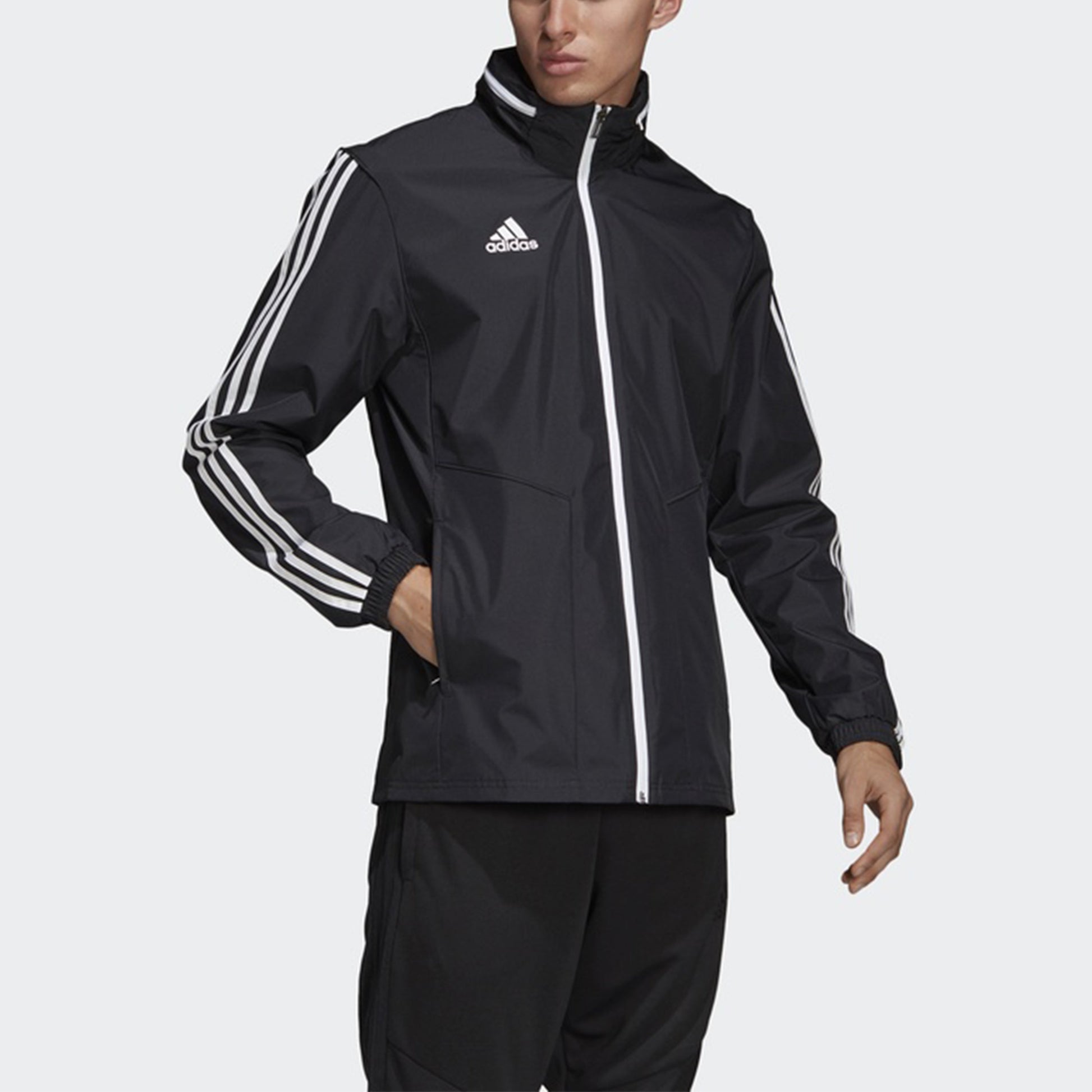 adidas Tiro19 Aw Jacket Logo Printing Stand Collar Sports Hooded Jacket Black D95937