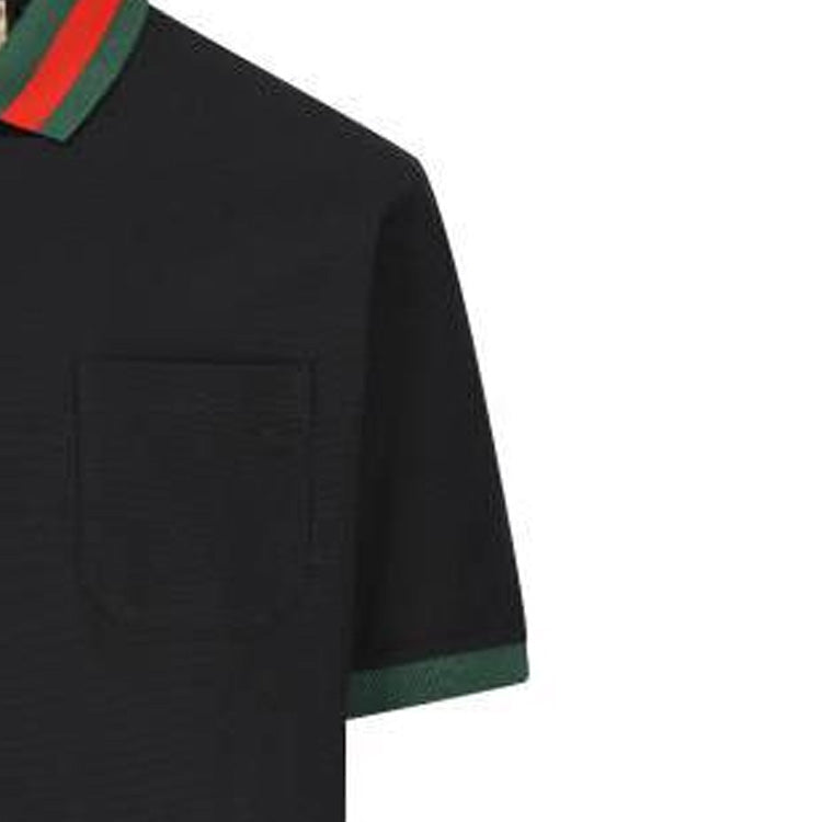 Gucci Cotton Piquet Polo With Web Collar 'Black' 701735-XJELJ-1043