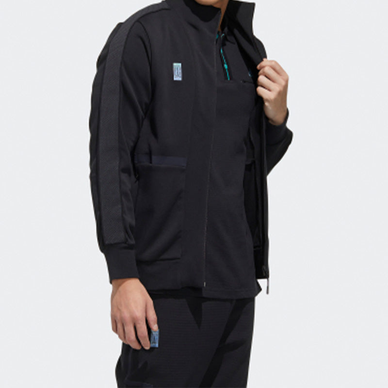 Men's adidas Sports Stylish Jacket Solid Color Black FM9344