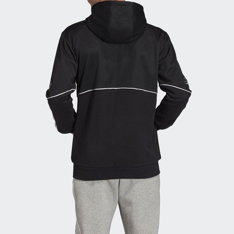 Men's adidas originals Logo Sports Hooded Jacket Black FM3871