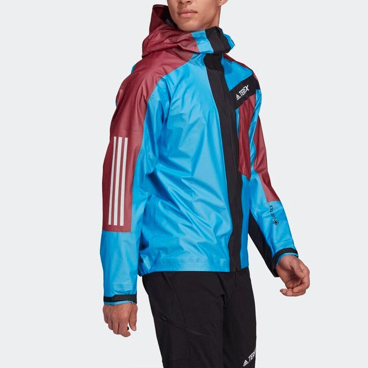 Men's adidas originals Colorblock Splicing Hooded Track Jacket Blue H57721