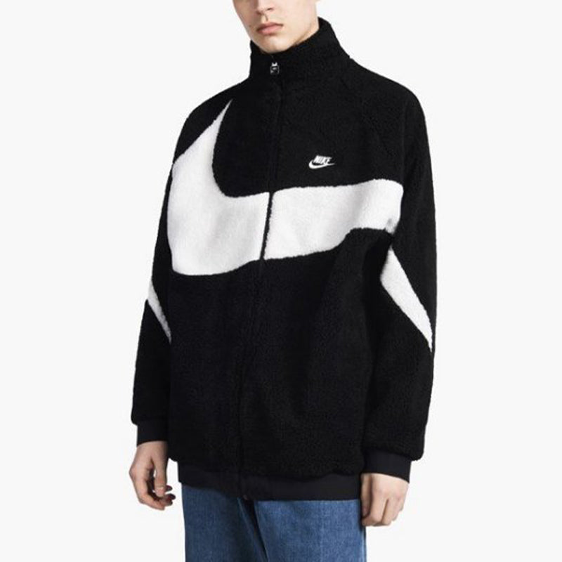 Nike Zipper Stand Collar polar fleece Large Logo Reversible Casual Sports Jacket Black AJ2701-010