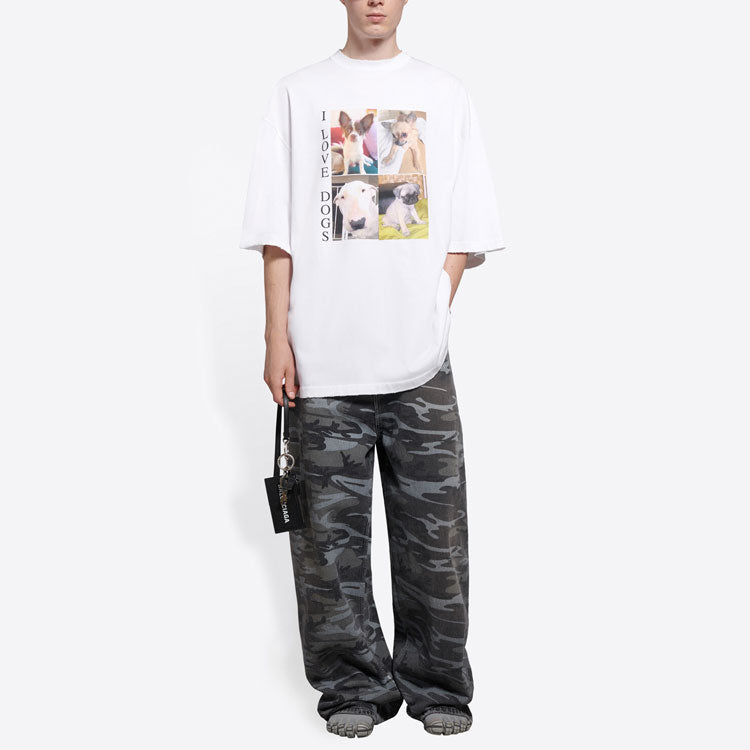 Balenciaga Unisex I Love Dogs Printing White 641614TJVH19000