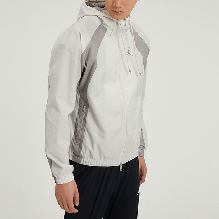 Men's Air Jordan SS22 Woven Sports Hooded Jacket Autumn Gray White DJ9829-104