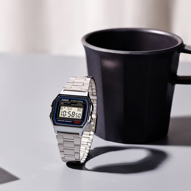 CASIO Waterproof Sports Unisex Mens Silver Digital A158WA-1