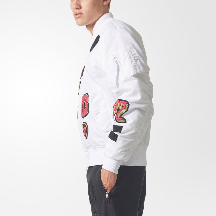 adidas originals Men's Logo Padded Bomber Jacket Pilot Jacket White BR7149